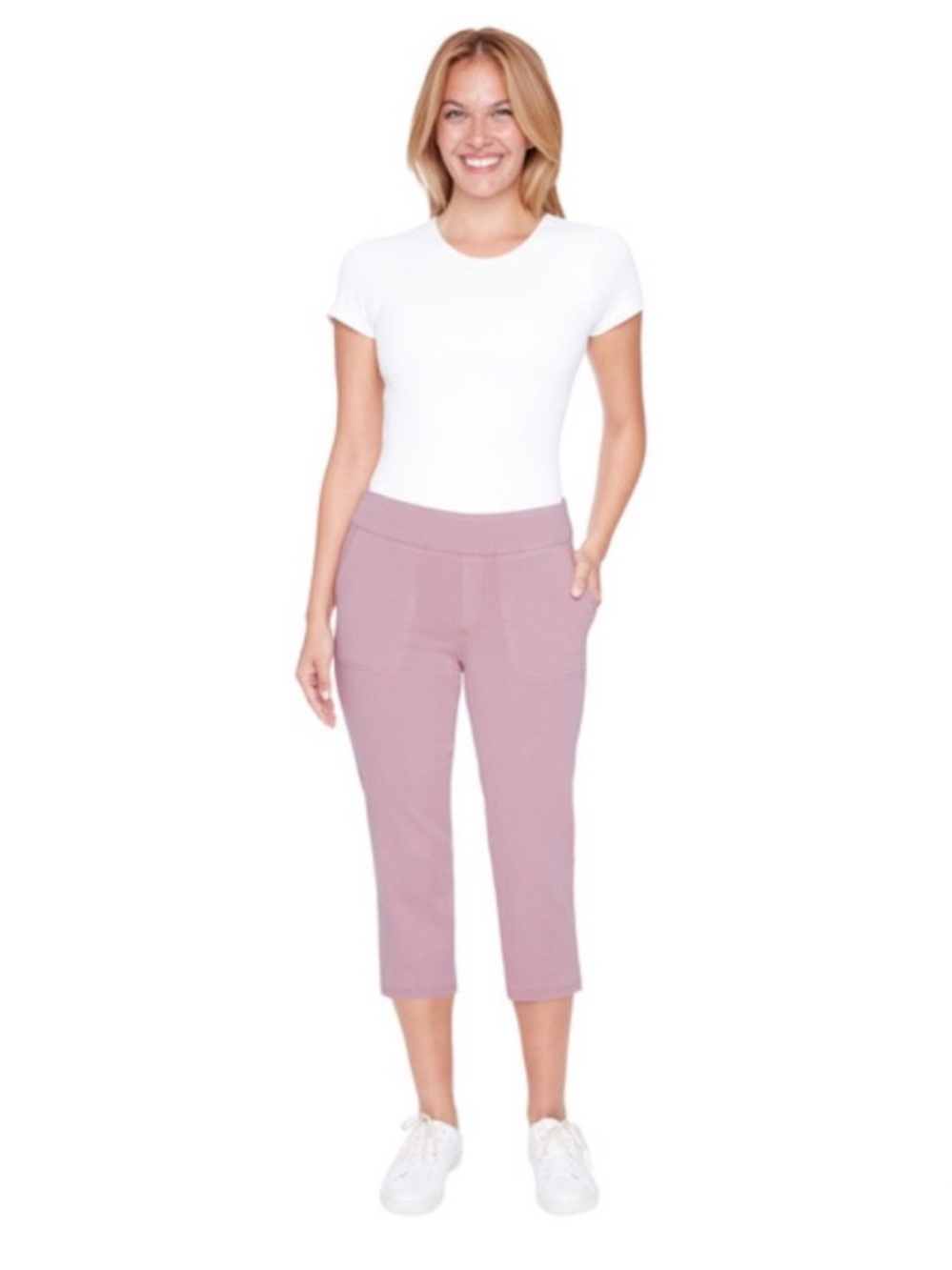 ☀️Up! Pull On Stretch Capri Pants Pink Size Large